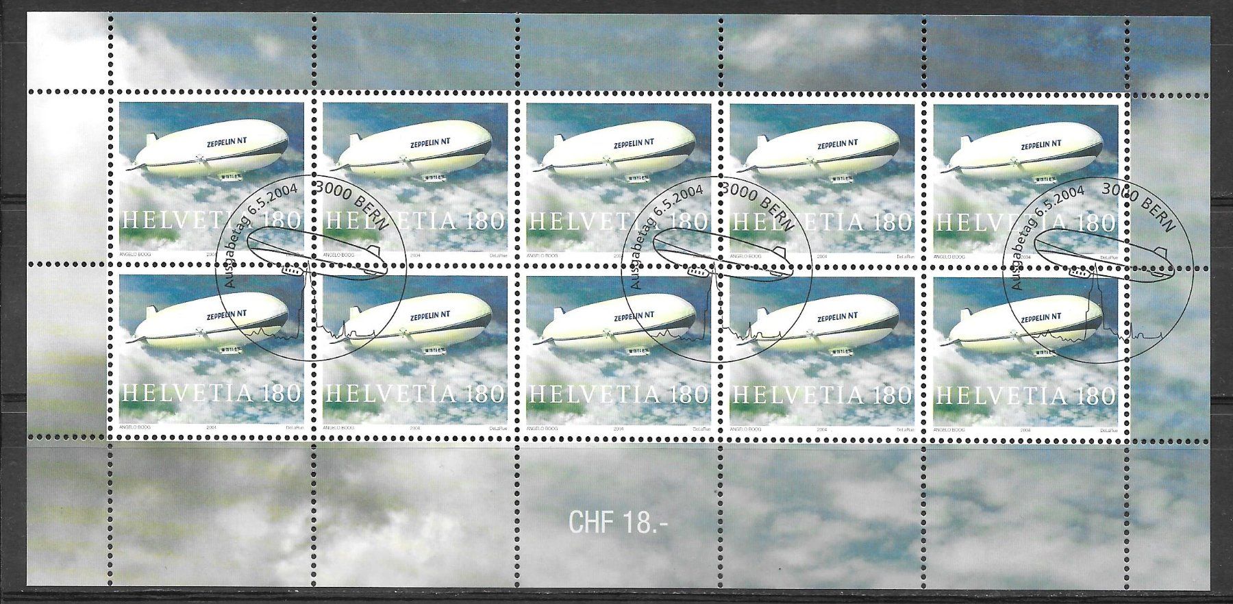 Tutti i francobolli: Kleinbogen 1121 Zeppelin NT ET Bern 6.5.2004 – Nuovo (secondo la descrizione) da Olten venduto da clotaldi