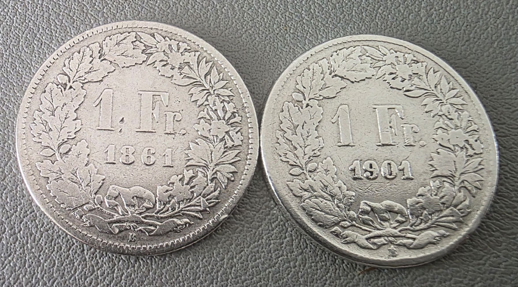 Alle Münzen: 2x 1 Fr. 1861 und 1902 – Gebraucht aus Niederuzwil von 262305 6