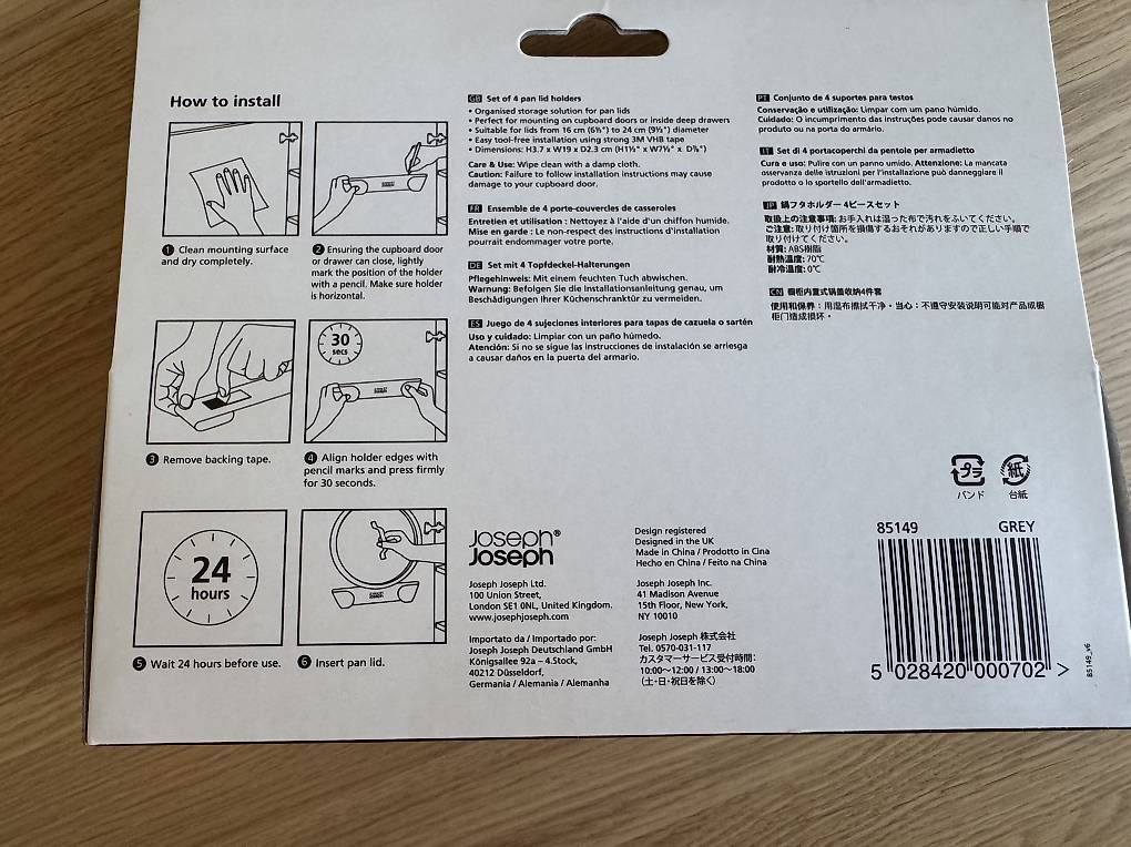 Joseph Joseph Supporti a parete: Joseph Joseph CupboardStore  4er Set Topfdeckelhalter – Nuovo e nell'imballaggio originale da Wallisellen venduto da Ceno_ZH 1