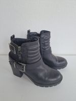 Damen Stiefeletten Catwalk Gr. 38 Schwarz im Biker-Stil