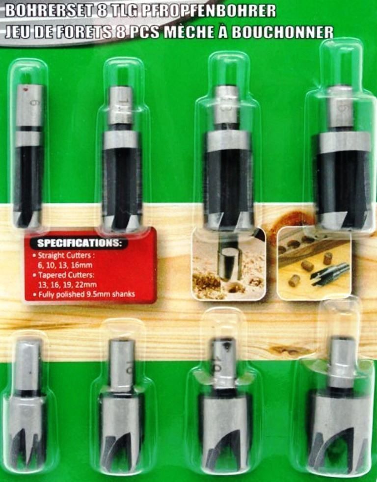 Alle Werkzeuge: 8er Set Zapfenbohrer 6mm - 22mm – Neu und originalverpackt aus St. Gallen von schnaeppchen-preise