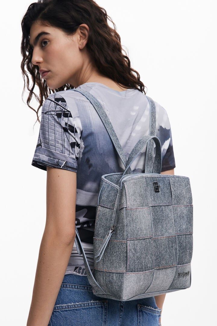 Desigual Zaini: Desigual Yoko Backpack Denim Raw Braided – Nuovo e nell'imballaggio originale da Frauenfeld venduto da Vanityroom 1