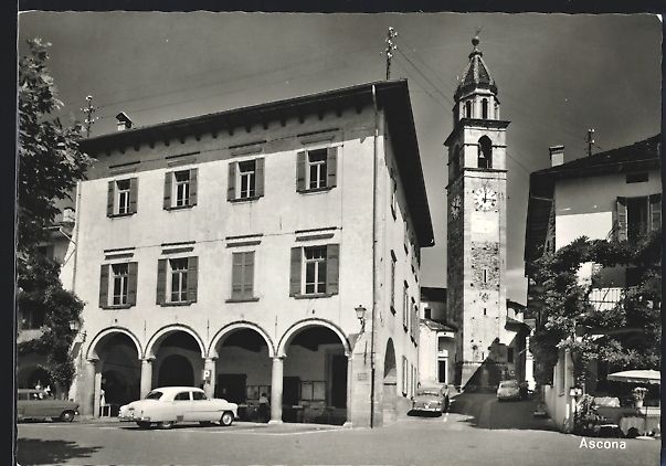 Cartoline postali: AK Ascona, Strassenpartie mit Turm, 1961 – Usato da Berlin venduto da bartko-reher