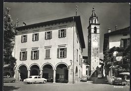 AK Ascona, Strassenpartie mit Turm, 1961