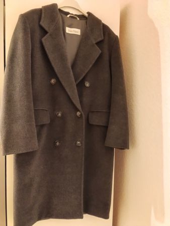 Max Mara, manteau d'hiver, L, gris, laine 80%, cachemire 20%
