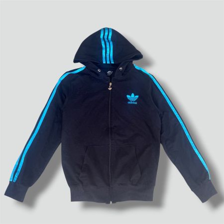Adidas Y2K Firebird black zip-up hoodie retro vintage pull