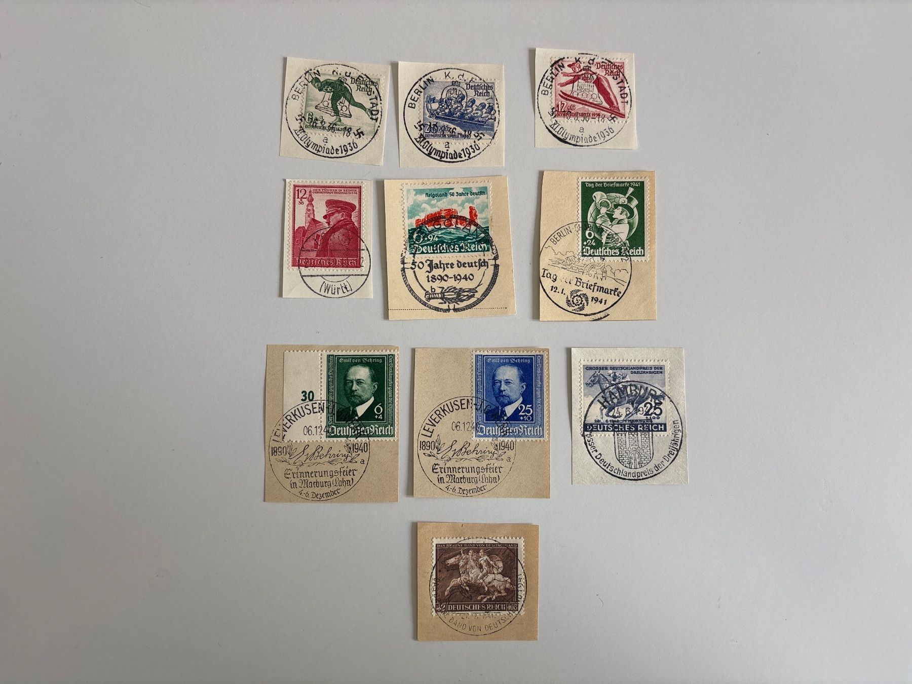 Alle Briefmarken: Satz Marken Deutsches Reich Sonderstempel – Gebraucht aus Adliswil von derrick0825