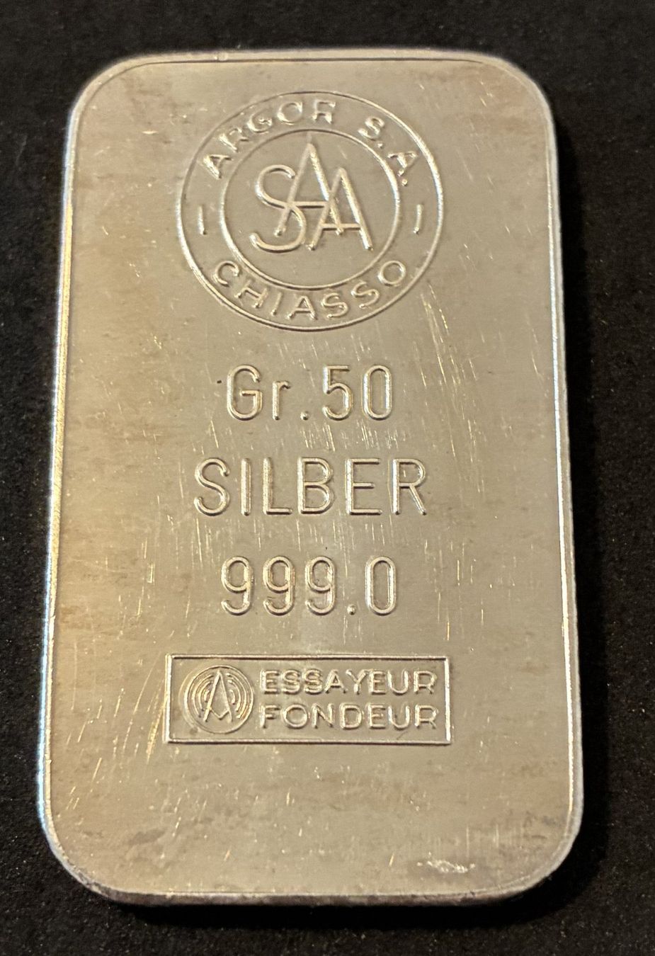 Metalli preziosi: 50g Argor 999er Silberbarre – Usato da Köniz venduto da Habenix 2