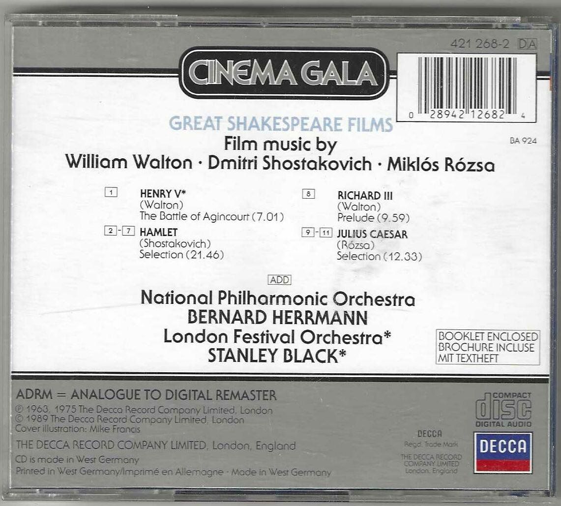 CD: Bernard Herrmann - Great Shakespeare Films – Usato da Genève venduto da CDLPBookS 1