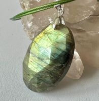 Magischer Labradorit Anhänger Silber 925 mit Stahlcollier