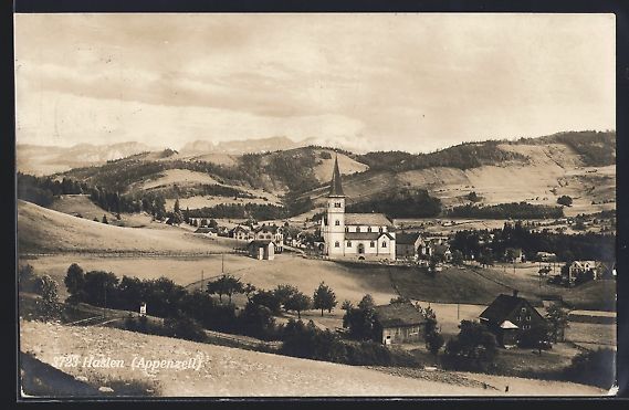 Ansichtskarten: AK Haslen, Blick zur Kirche im Ort, 1925 – Gebraucht aus Berlin von bartko-reher