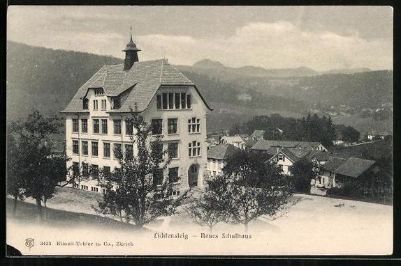 Cartoline postali: AK Lichtensteig, Neues Schulhaus, 1909 – Usato da Berlin venduto da bartko-reher