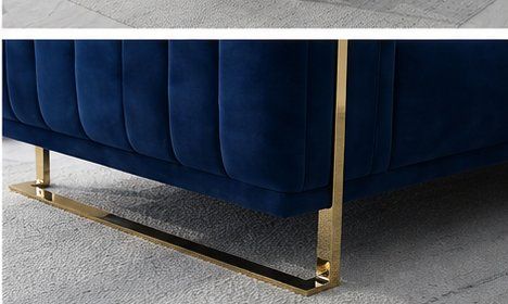 Divani: Luxus Sofa Wohnlandschaft L-Form Samt Blau Gold AB LAGER – Nuovo e nell'imballaggio originale da Kreuzlingen venduto da DealBlitz 3