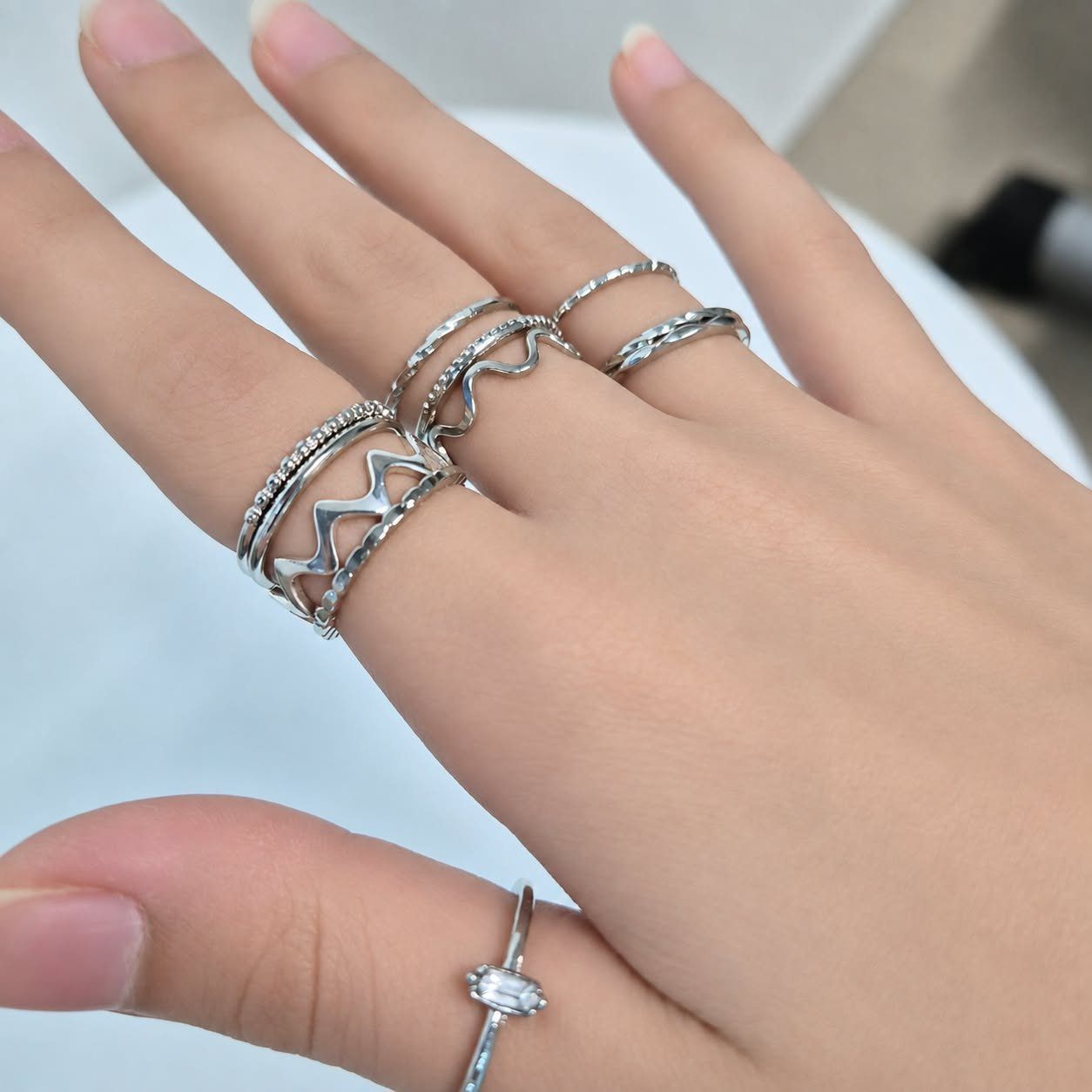 Anelli: Ring Set silberfarben verschiedene Designs – Nuovo e nell'imballaggio originale da Bützberg venduto da akaan