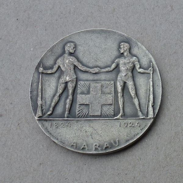 Medaglie: Grosse Silber Medaille ++ Aarau 1824-1924 – Usato da Walkringen venduto da Casablanca777
