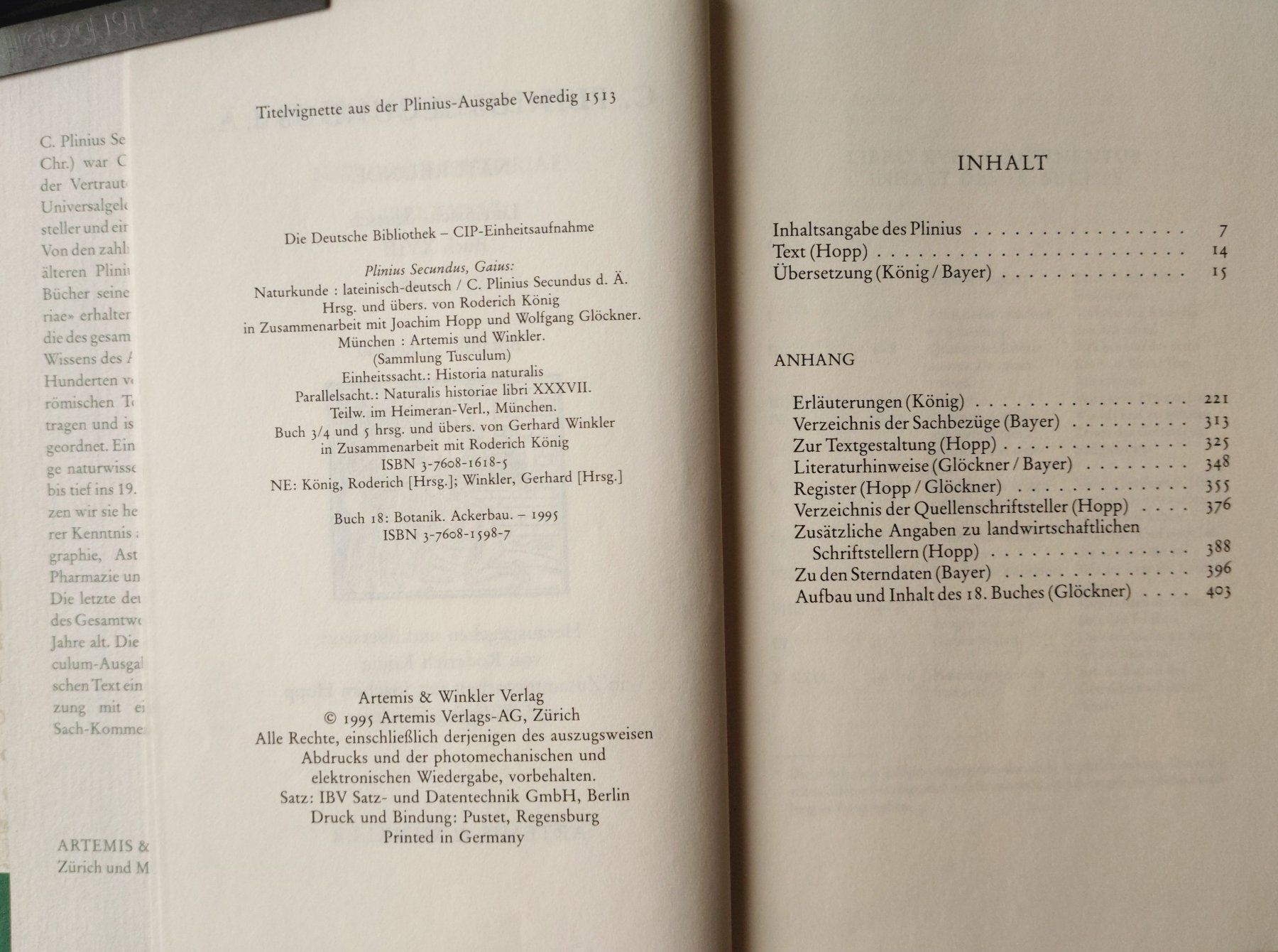 Libri: Plinius Naturkunde XVIII Ackerbau, Top Zustand – Usato da Uster venduto da Junipa 3