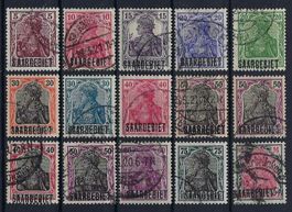 Deutsches Reich 1920 mit Aufdruck SAARGEBIET gest.