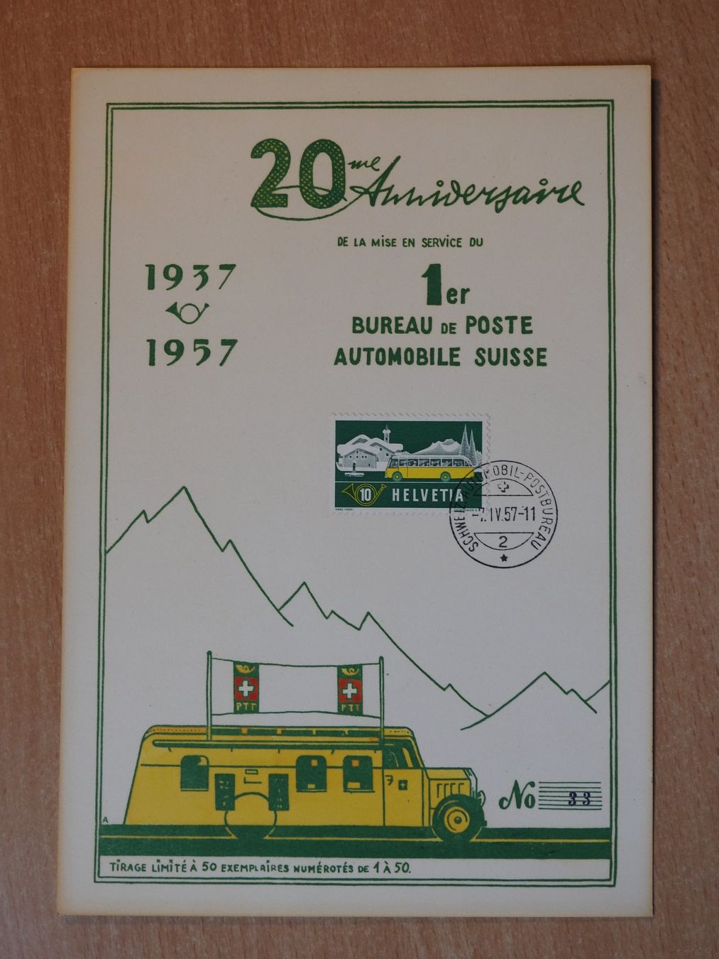 Tous les timbres: Grosse Maximum Karte, 1957 Nummeriert mit Nr.33 – D'occasion à Rain par Sterne13