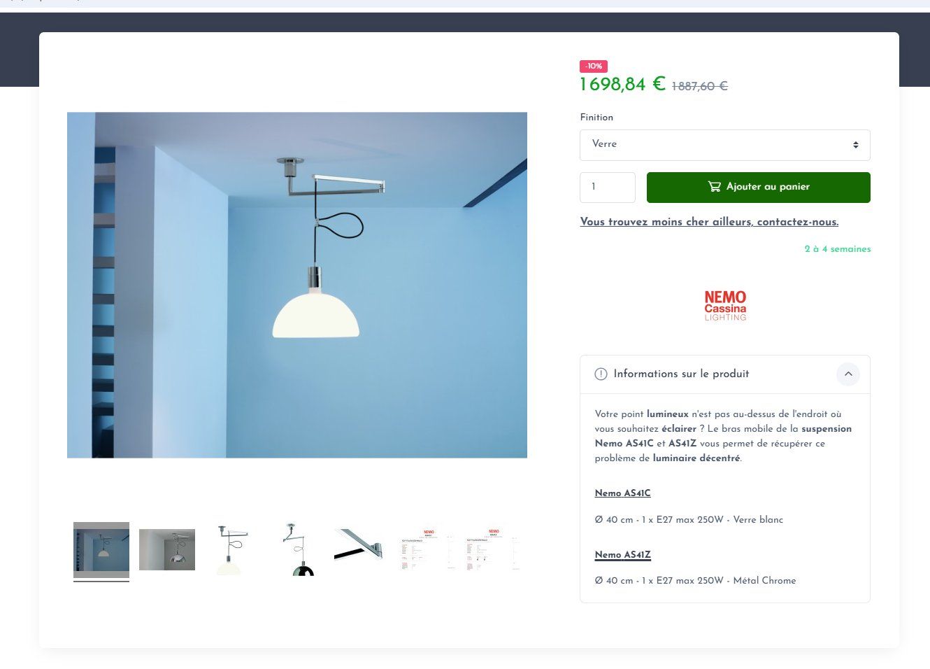Lustres & lampes de plafonds: Nemo Suspension ASC 41 C – D'occasion à Niederrohrdorf par ursgut-vinyl