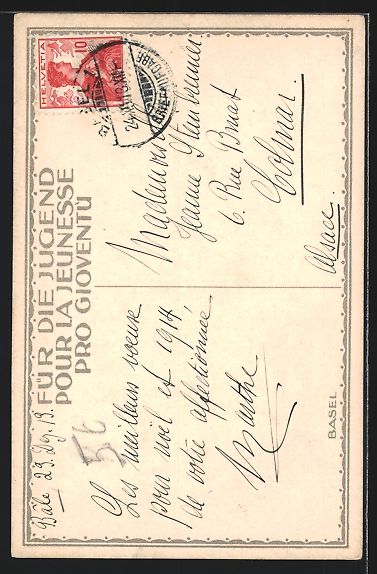 Cartoline postali: Steindruck-AK Basel, Am Stadttor, 1913 – Usato da Berlin venduto da bartko-reher 1
