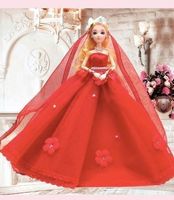 BARBIE KLEID - BRAUTKLEID BLUME ROT 038