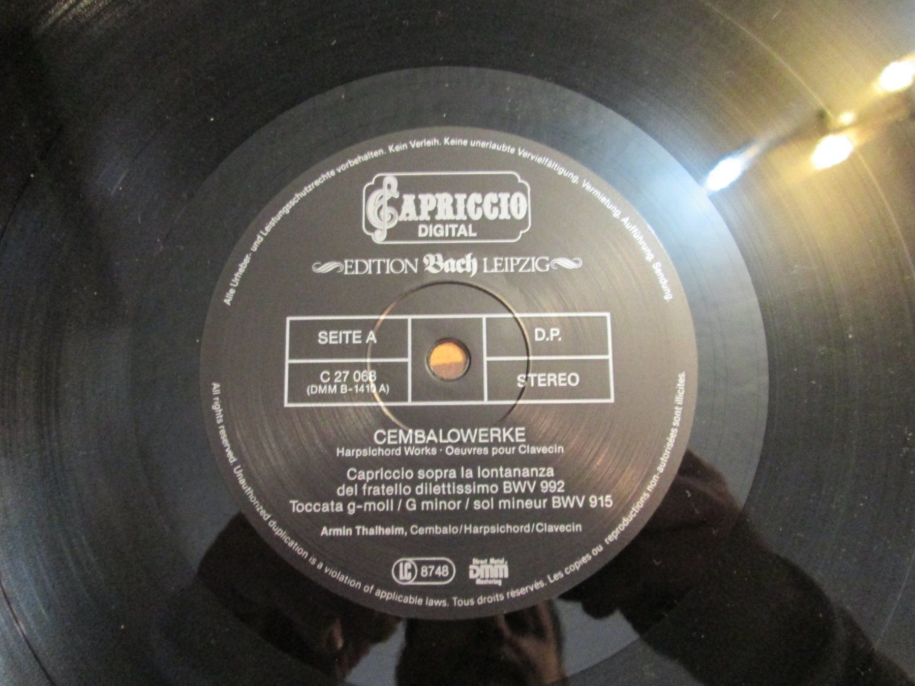 Dischi in vinile: Disque Vinyle Bach Armin Thalheim Cembalowerke Capriccio ... – Usato da la Chaux-de-Fonds venduto da Lampe 2