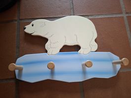 Wandhaken Bär Eis mit 4 Haken Holz Kinderzimmer 