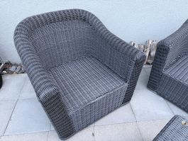 Gartenloungemöbel Polyrattan grau 4-teilig gebraucht