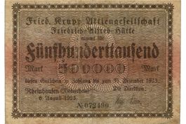 Rheinhausen 500000 Mark 06.08.1923 SS+-SS++