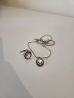 Silberfarbenes Schmuckset: Halskette & Ring, Top Zustand