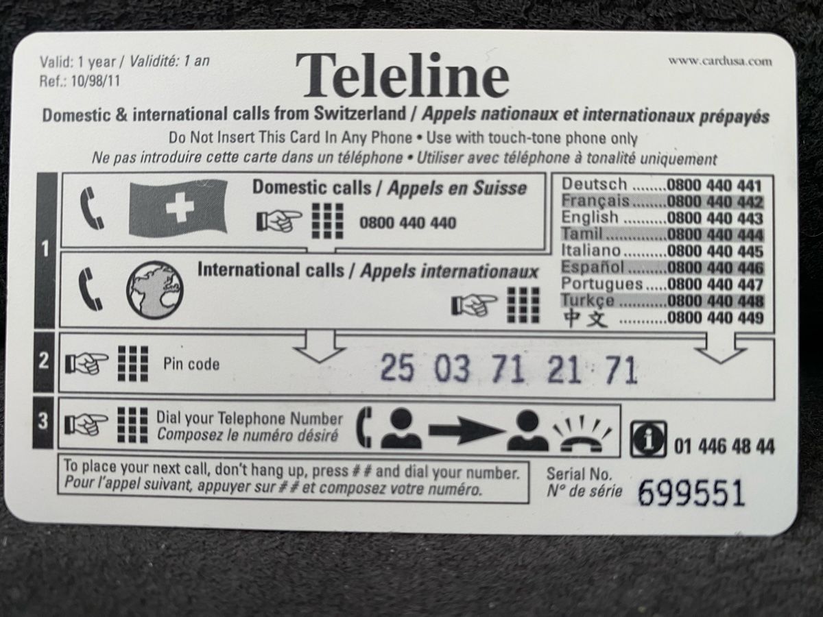 Cartes de téléphone: Teleline – D'occasion à Lausanne par babacard10 1