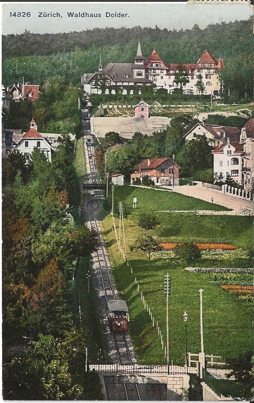 Cartoline postali: Karte Hotel Dolder  mit Dolderbahn 1910 – Usato da Zürich venduto da Philacat11