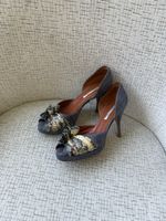 Escarpins Oscar de la Renta denim et python – Taille 38