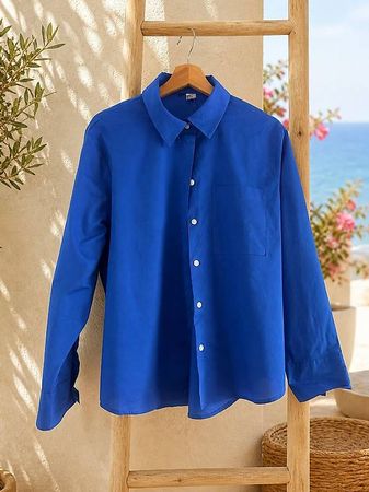Camicia manica lunga blu elettrico