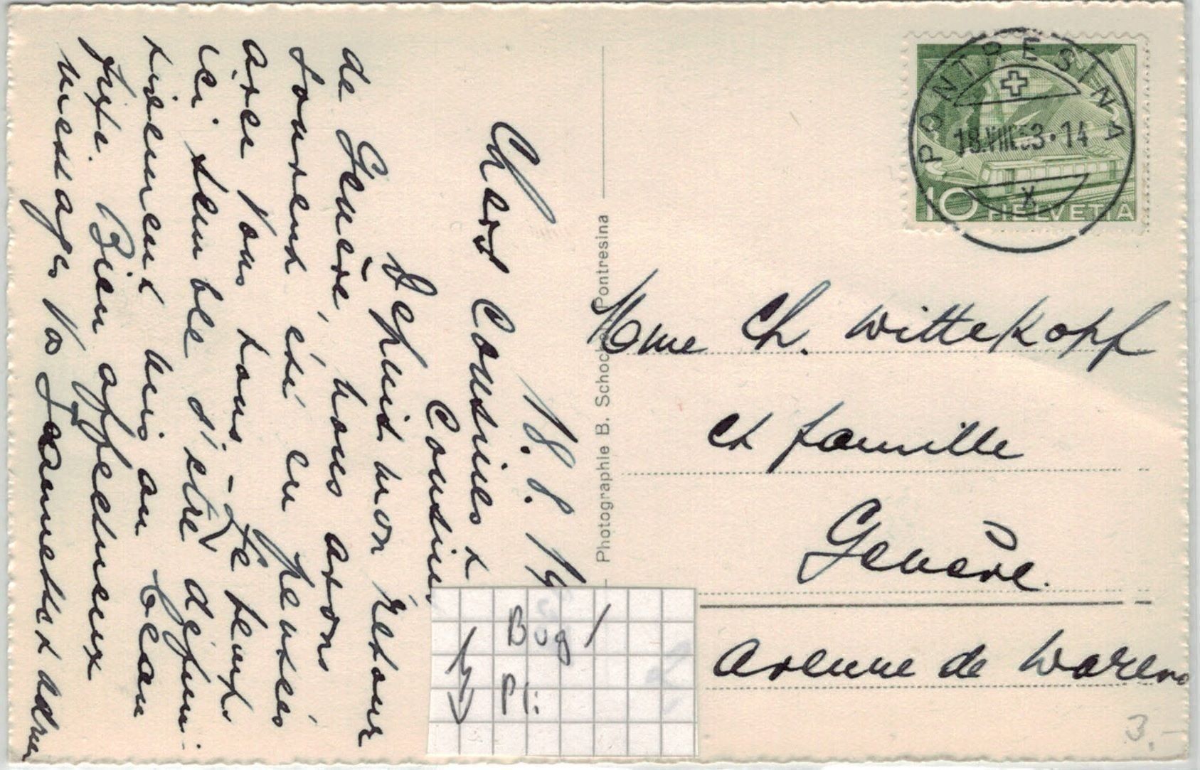 Cartoline postali: GR 75 Piz Roseg 1953 – Usato da Fribourg venduto da philafri 1