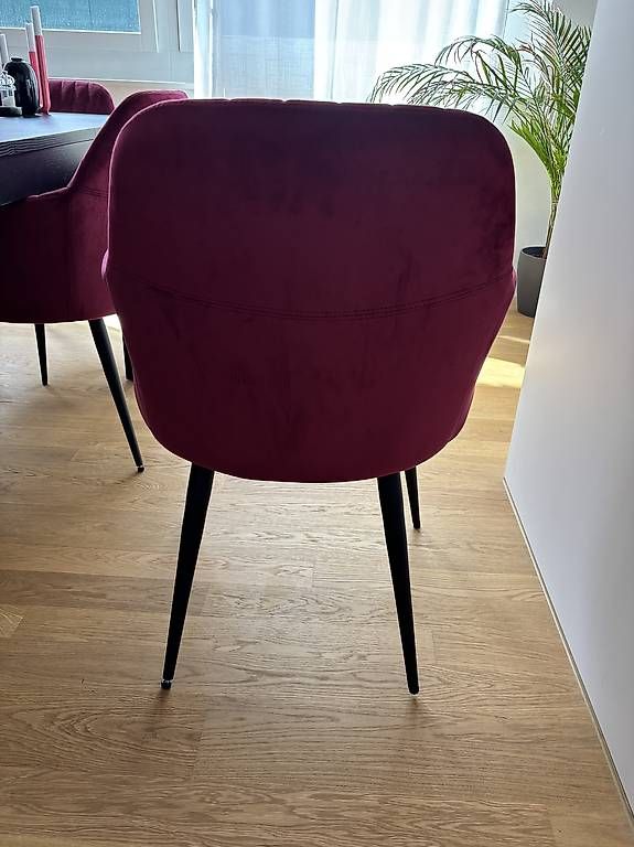Stühle: 6 Samtstühle Bordeauxrot/Himbeerrot – Gebraucht aus Luzern von fbi_c6rs 3