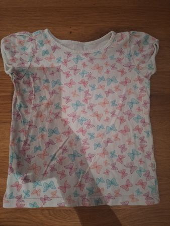 Mädchen T-Shirt weiss mit Schmetterlingen kurzarm