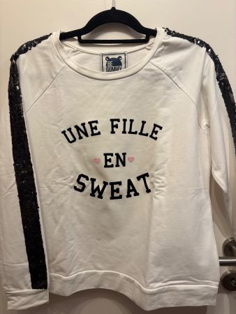 Sweat « Une fille en sweat » blanc à sequins – Taille 176