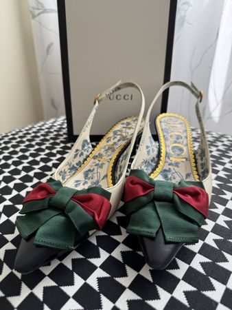 GUCCI Slingpumps, Gr. 37,5, Schleife ✨