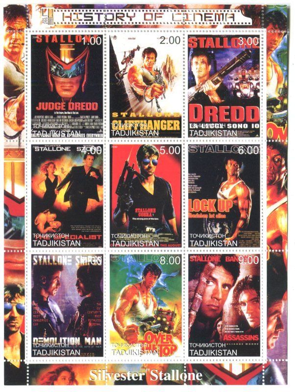 Alle Briefmarken: Block "Sylvester Stallone". Tadschikistan – Neu und originalverpackt aus Basel von Butsch5