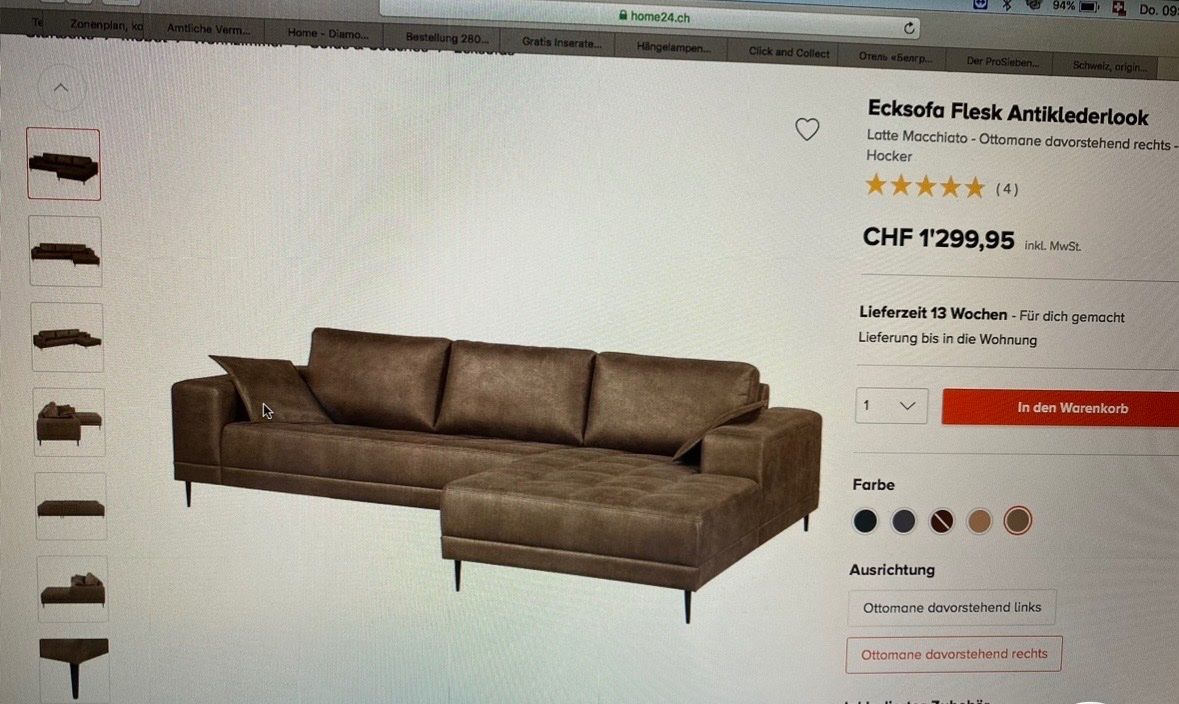 Sofas: Modernes Ecksofa in Antikleder-Optik - CHF 600 – D'occasion à Glattpark Opfikon par Darianails 3