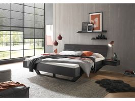 Bett BLACK EDITION Wildeiche massiv schwarz 180 x 200 cm
