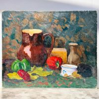 PIERRE MONAY - Nature morte à l'huile sur carton 1932
