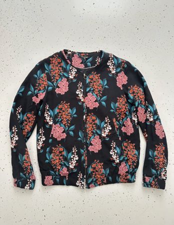 Bomberjacke Massimo Dutti Blumenmuster schwarz Grösse S