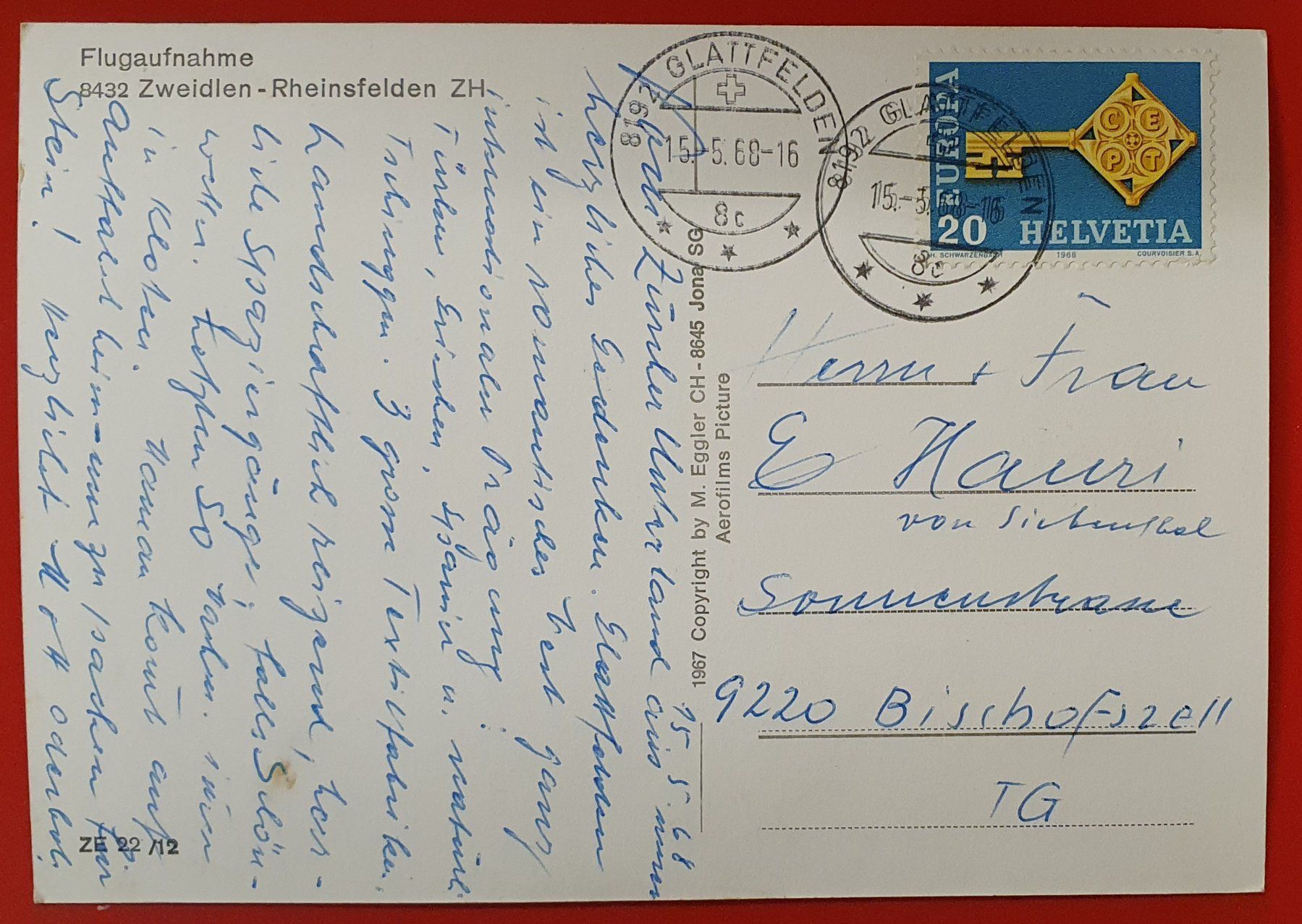 Cartoline postali: Zweidlen Rheinsfelden 1968 – Usato da Kreuzlingen venduto da Rschweiz1 1