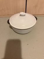 Topf mit Deckel weiss keramikgerillt guter Zustand