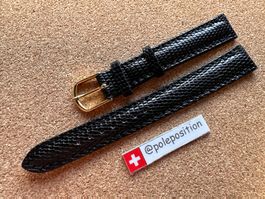 14mm Top Uhrenarmband, Leder, schwarz Eidechse, Uhrenband