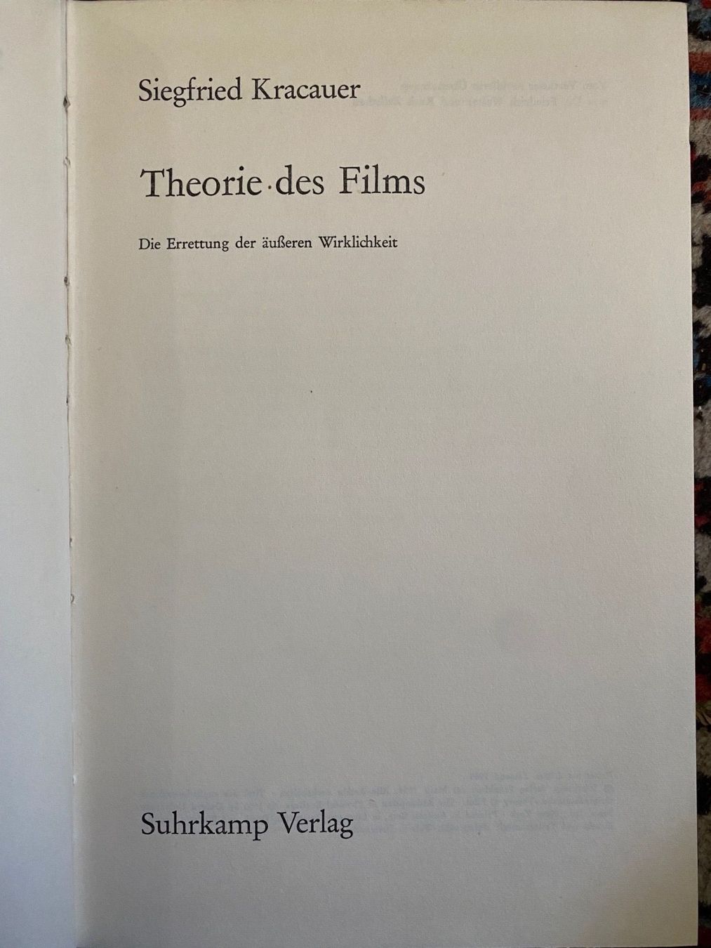 Libri: Kracauer Theorie des Films signiert – Usato da Zürich venduto da 2013tg 2