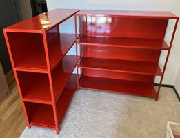 Red Metal Shelves Unit 2 pieces used condition very stable