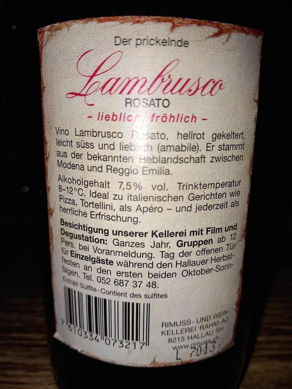Vins: Lambrusco riunite rosato – Neuf (Voir description) à Le locle par juliensaran 1